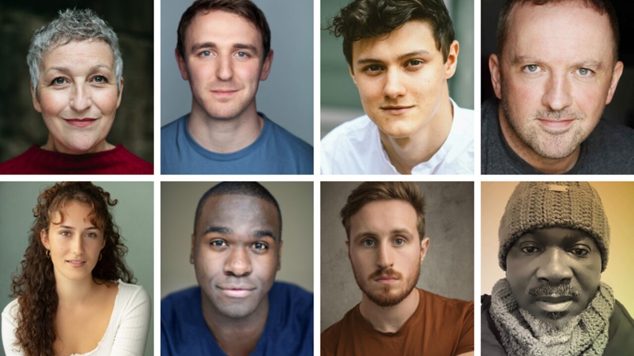 A grid of eight headshots featuring individuals of different ages, genders, and ethnicities, all looking directly at the camera with neutral expressions.